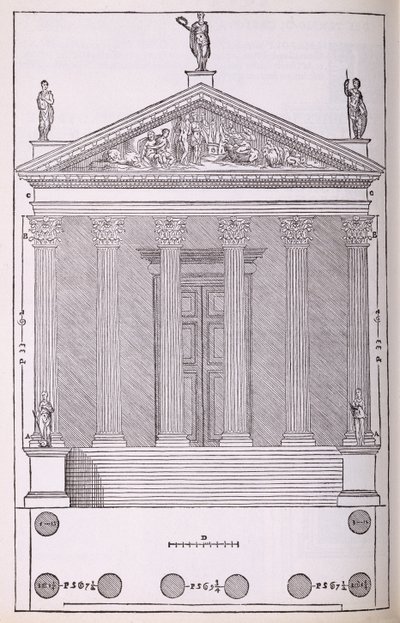 Elevation of the Temple of Castor and Pollux, illustration from a facsimile copy of 